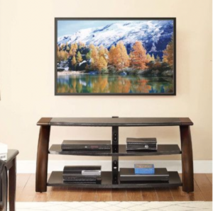 Modern waterfall-edge acrylic TV stand 